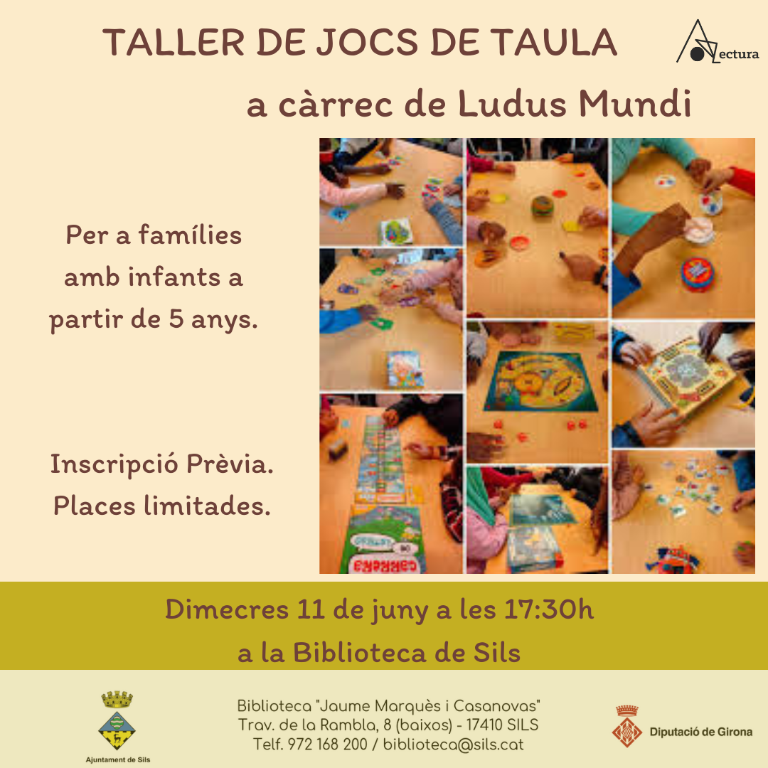 Taller de jocs de taula. Per a infants de +5 anys.