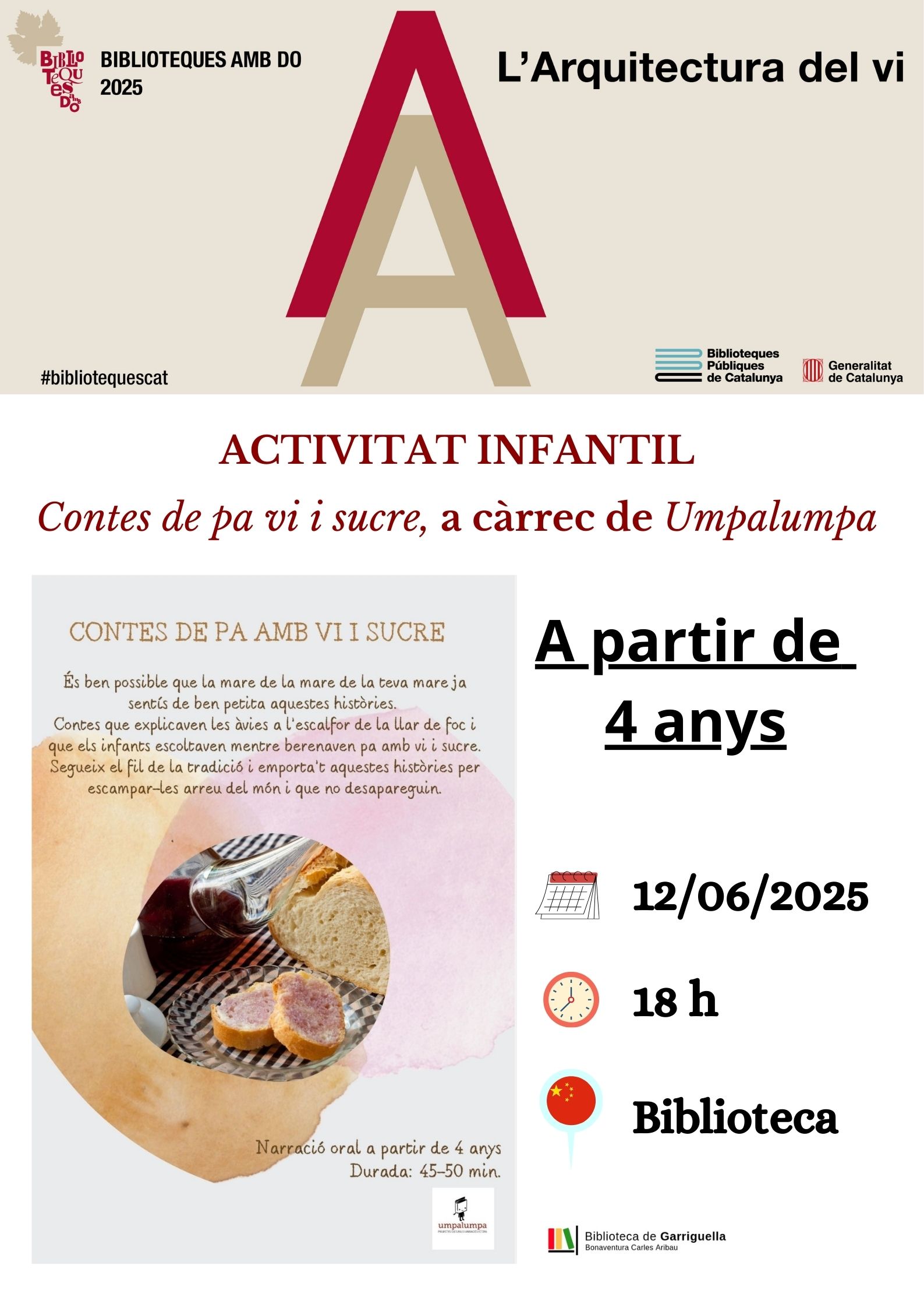 "Contes de pa, vi i sucre". Biblioteques amb DO 2025