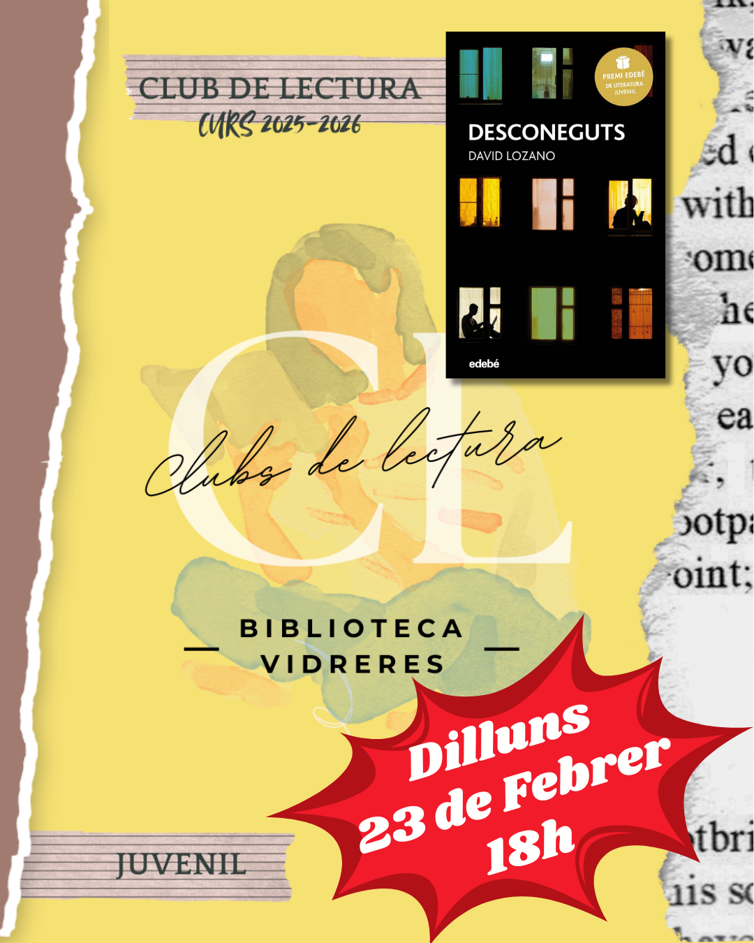 CLUB DE LECTURA JUVENIL: "Desconeguts", de David Lozano